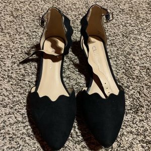 Black strappy ankle flats